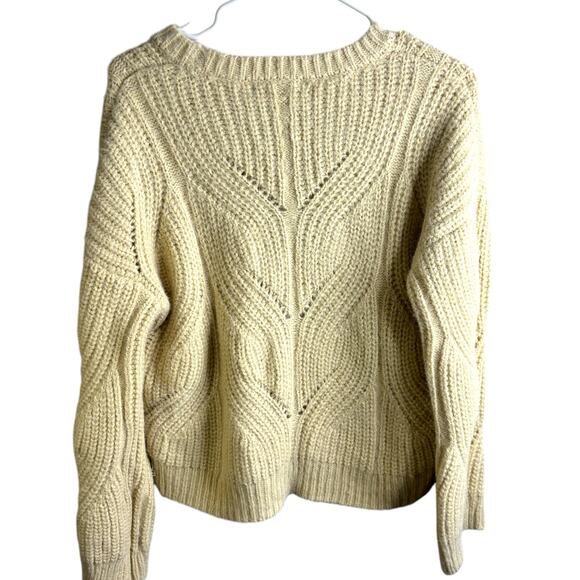 MNG Basics Mango Cream Braided Cable Knit Chunky Sweater  Cozy Staple Capsule SM - Picture 6 of 9